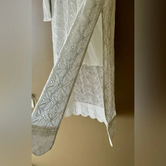 ROLLER RABBIT WHITE CEJA EYELET COTTON BOHO COASTAL DRESS OR COVERUP MEDIUM - Picture 5 of 10